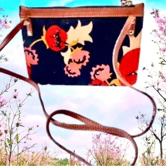 Crossbody Handbag Linen + Leather Skinny SPARTINA Daufuskie Island - Picture 2 of 13